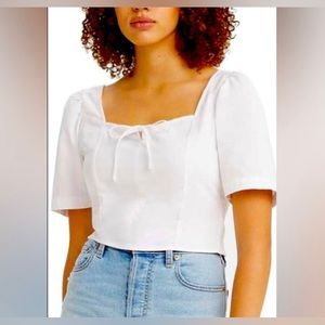 Levi's Hazel Smocked White Top, Women's, Size Small